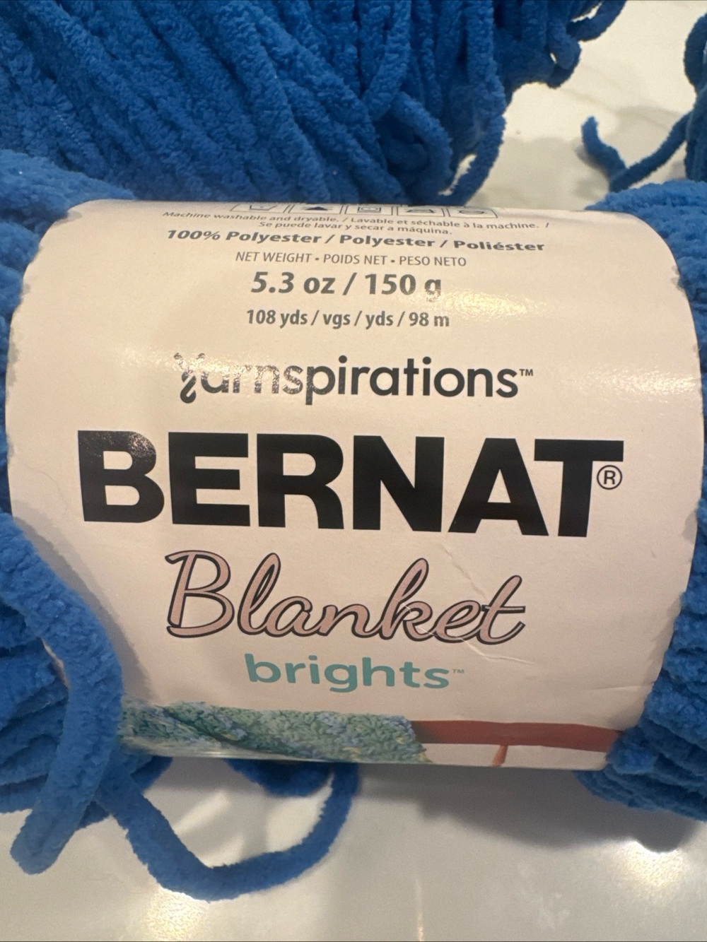 Bernard Blanket Brights Plush Throw Yarn Royal Blue Super Bulky Approx 3 Skeins